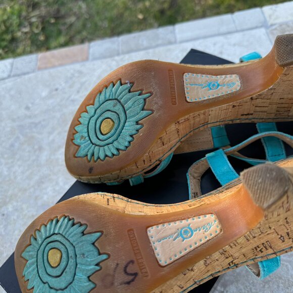Crown Born Turquoise Suede Sandals 8M/39Euro - Picture 3 of 10